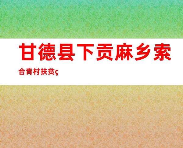 甘德县下贡麻乡索合青村扶贫经济农牧民专业合作社